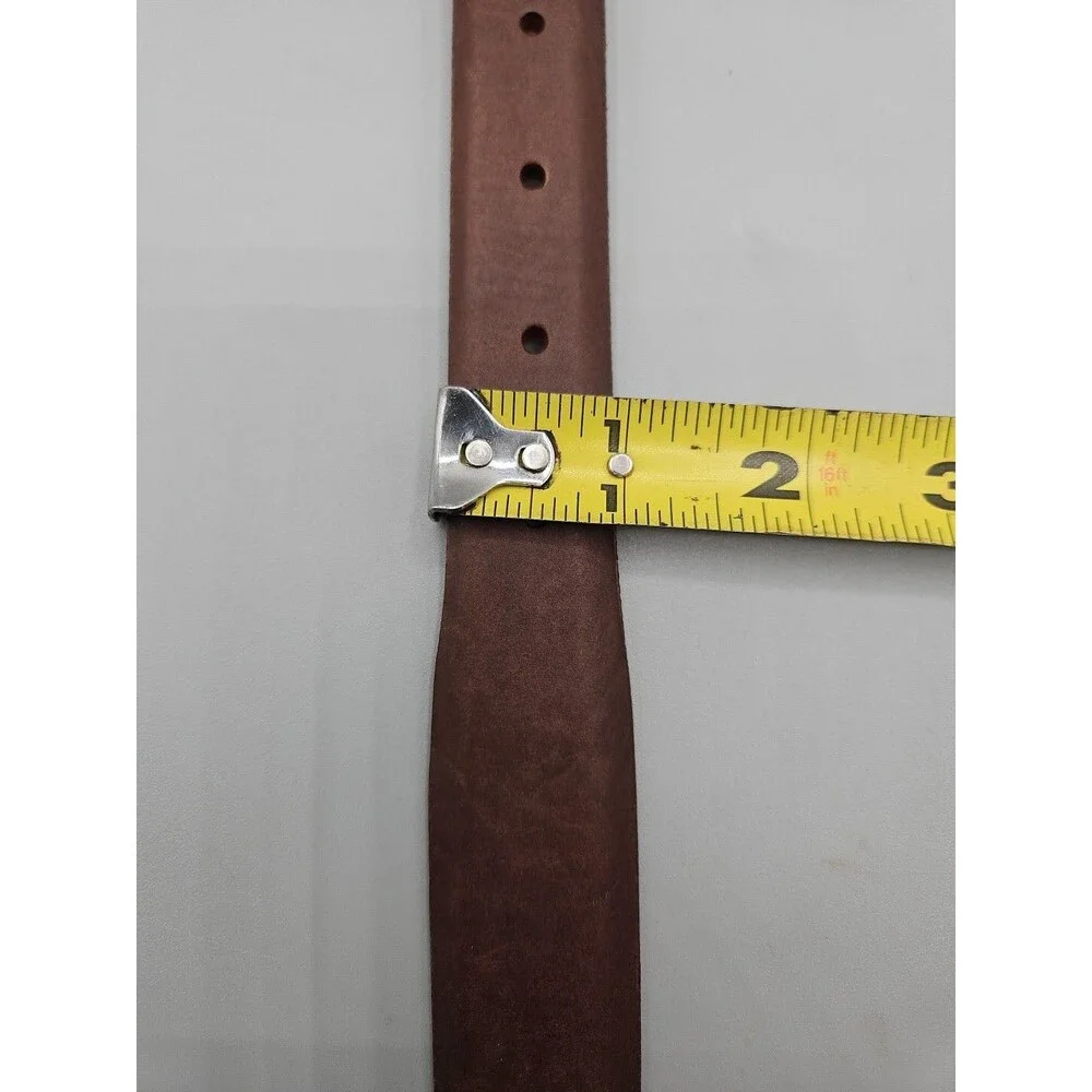 American Bison Leather Belt Mens Womens 40 Brown Smooth Gold Tone Buckle USA